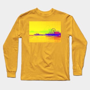 Yellow Pop Art Santa Monica Pier Long Sleeve T-Shirt